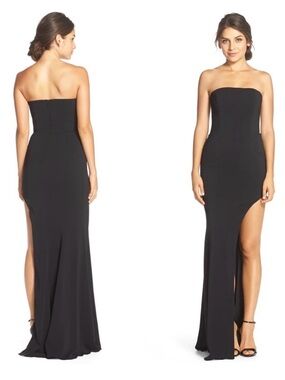 Jay Godfrey Strapless Black Evening Gown with Thigh Slit Size 4